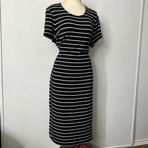 Black/white striped dress